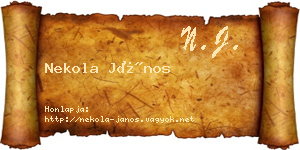 Nekola János névjegykártya